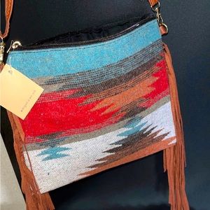 Cross body purse. Strap is adjustable and can be removed. One zip pocket inside